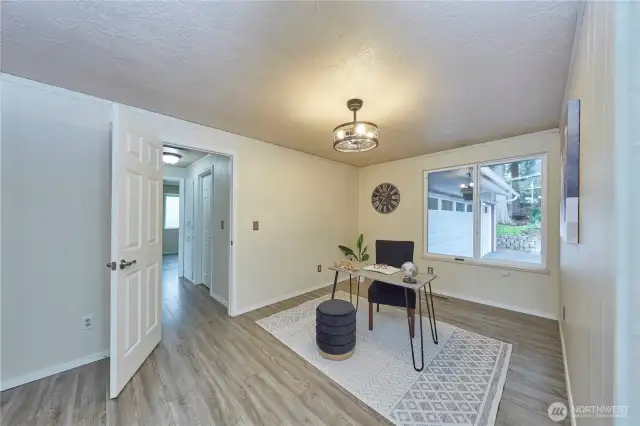 Office space with view to front yard