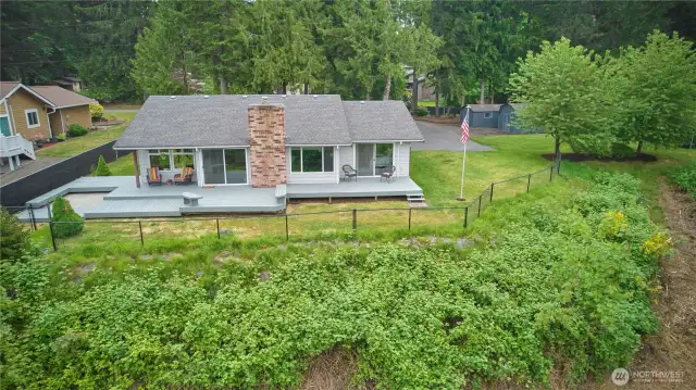 Aerial rear view of home