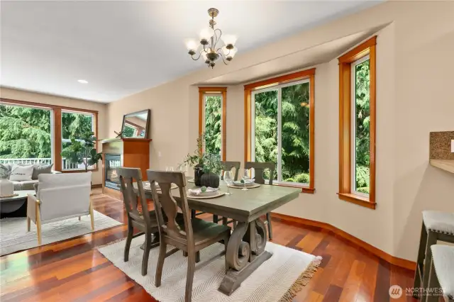Dining space complete with lovely wooded views