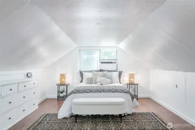 The built-in drawers add to the old-world charm of this home.
