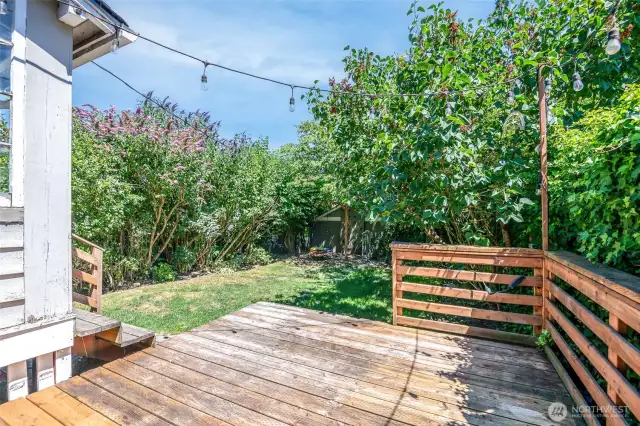 This deck is the perfect place to enjoy your morning coffee, in this lush, private setting.