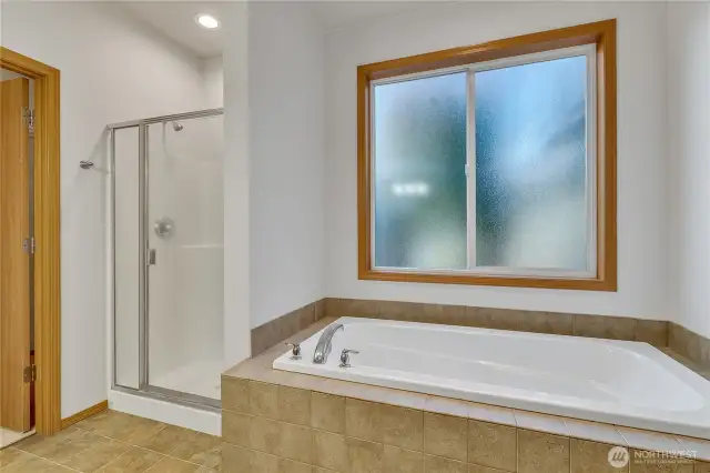 Primary Bath with soaking tub!