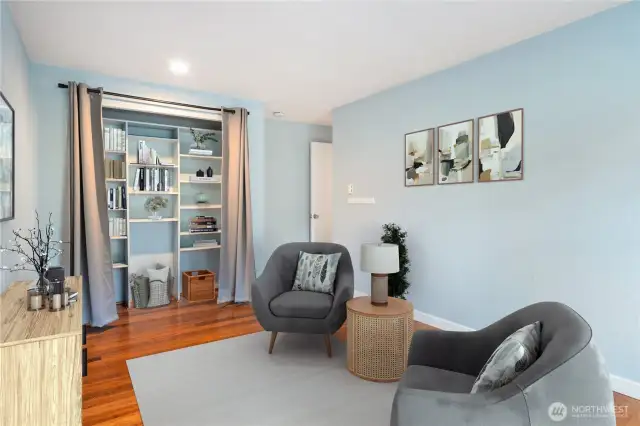 The versatile third bedroom works beautifully as a guest room, den, studio, yoga space, or hobby room to fit your lifestyle. A convenient door to the garage makes unloading groceries a breeze while keeping you dry on rainy days.