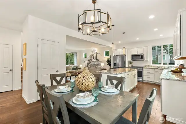 Attractive, contemporary lighting fixtures. View of pantry door.