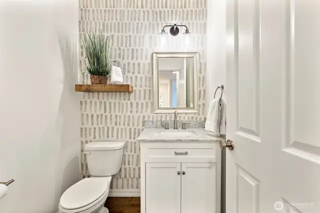 Main floor bathroom with fine finishes.