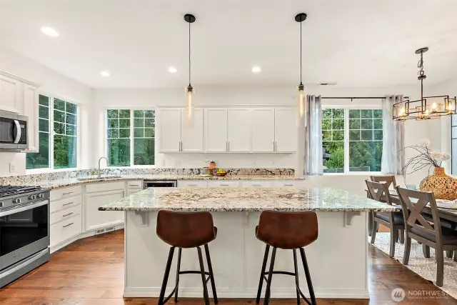 Lots of cabinets, large windows, tons of natural light. Right out of a magazine!