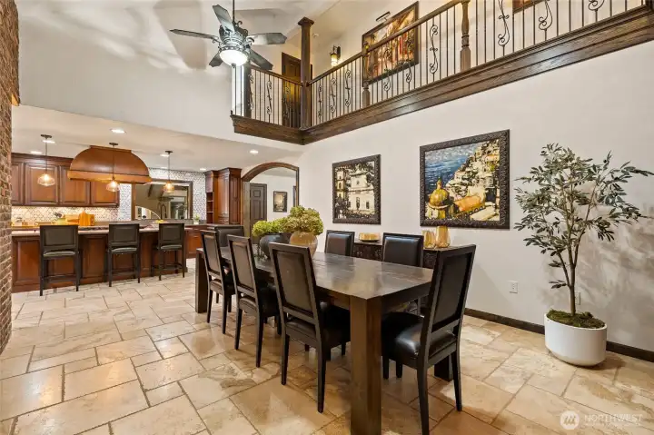 Premium Peruvian Travertine Floors continue the elegance & durability found throughout the home.