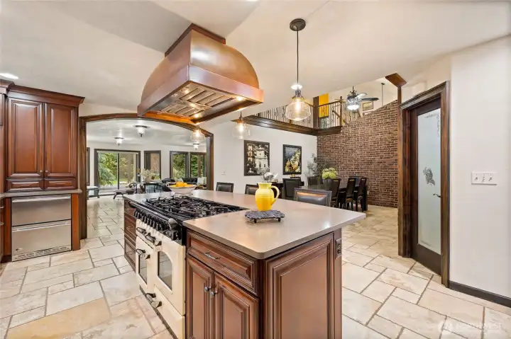 Gorgeous AGA Dual Fuel Legacy & 2nd in-set Refrigerator, just a few more of the incredible appliances that make this kitchen a Showstopper!