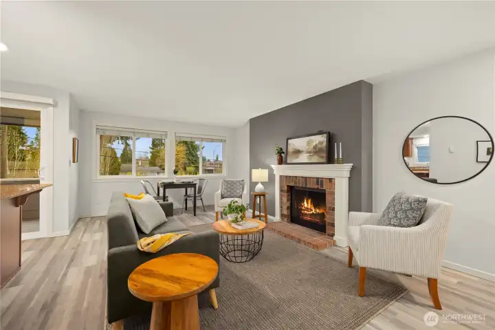 Living room open to the kitchen