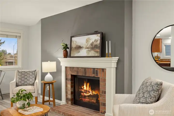 Wood burning fireplace