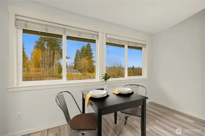 Dining space with newer windows