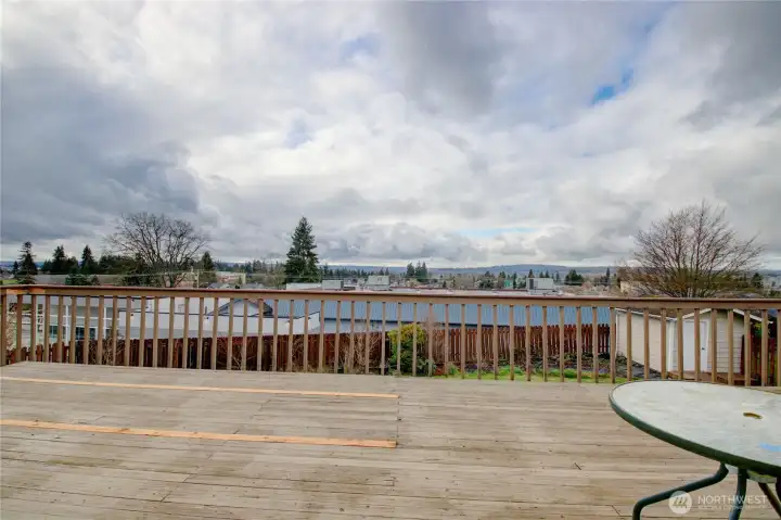 On a clear day, you have views of the olympics and peak-a-boo view of sound.