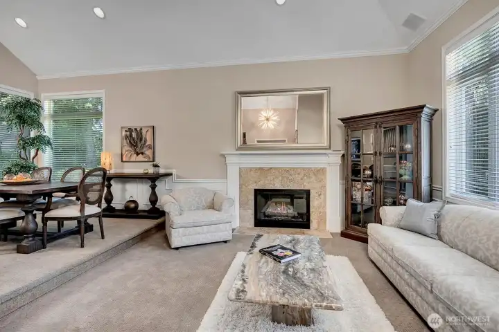 Formal and informal spaces flow perfectly. Vaulted ceilings, warm, inviting gas fireplace. Custom blinds, new interior paint and lighting throughout the this perfectly remodeled home. Formal and informal spaces flow perfectly. Vaulted ceilings, warm, inviting gas fireplace. Custom blinds, new interior paint and lighting throughout the this perfectly remodeled home.