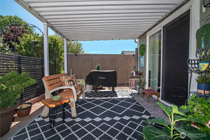 Covered Back Patio that leads into the Dining Room