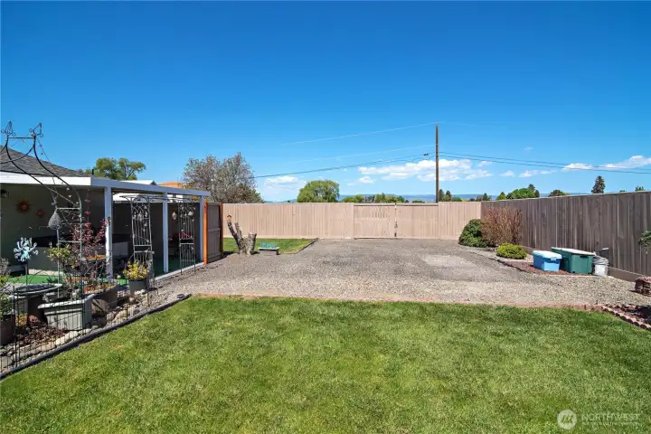 Backyard looking towards North fence and RV Parking