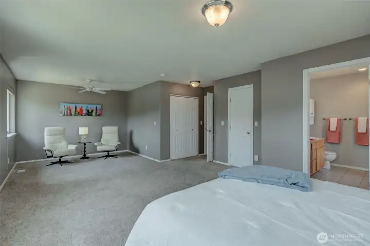 Massive primary retreat designed for comfort with beautiful views and abundant natural light. Massive primary retreat designed for comfort with beautiful views and abundant natural light.