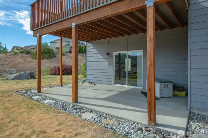 Private lower patio with direct access from family room and room to relax outdoors. Private lower patio with direct access from family room and room to relax outdoors.