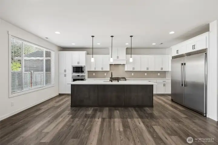 Oversized island with seating.