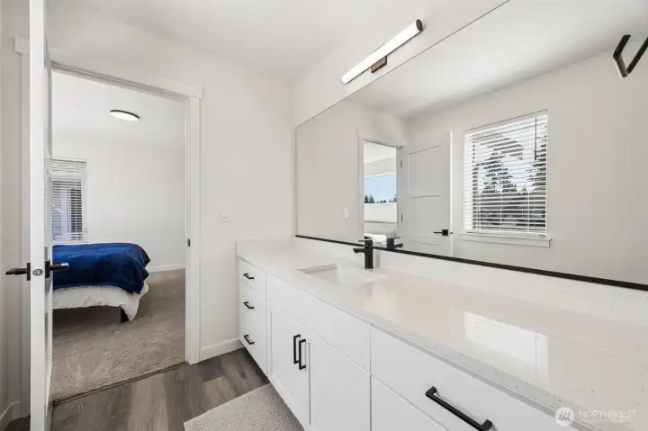 Personal vanity with Jack-and-Jill bathroom.