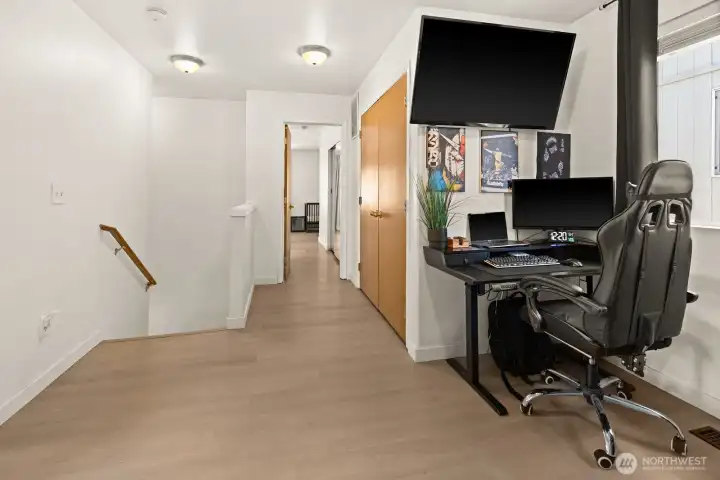 Upstairs loft is perfect for office, gym or play area Upstairs loft is perfect for office, gym or play area