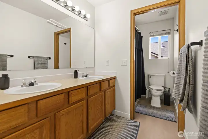 Primary bath with double sinks, bath and shower Primary bath with double sinks, bath and shower