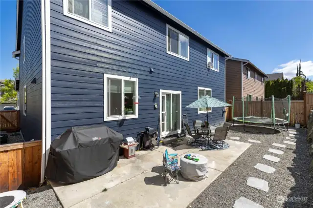 Newly landscaped backyard, is fully fenced with gas BBQ, which stays with the house.
