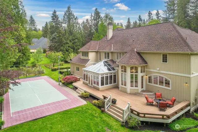 Lighted Sport Court, Garden Space & Fruit Trees Are Just A Few Of The Backyard Amenities.