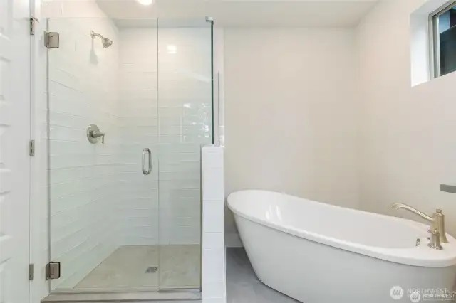 primary soaking tub and walkin shower
