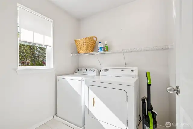 Room for supplies, broom & vacuum!  - Washer (new in 2023) & Dryer stay.