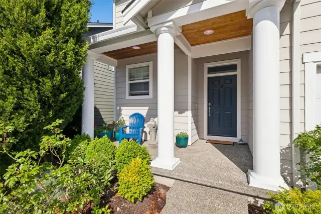 We love the welcoming covered front porch! Recline and enjoy the activity of the neighborhood, from dog walkers to children playing and neighbors chatting.