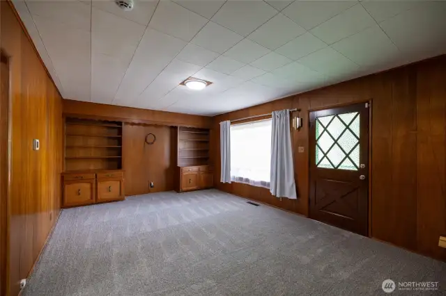 wood accented living room