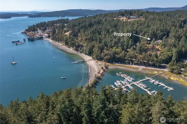 Quarter mile to Orcas Landing amenities including Village Store, Orcas Hotel, and shops