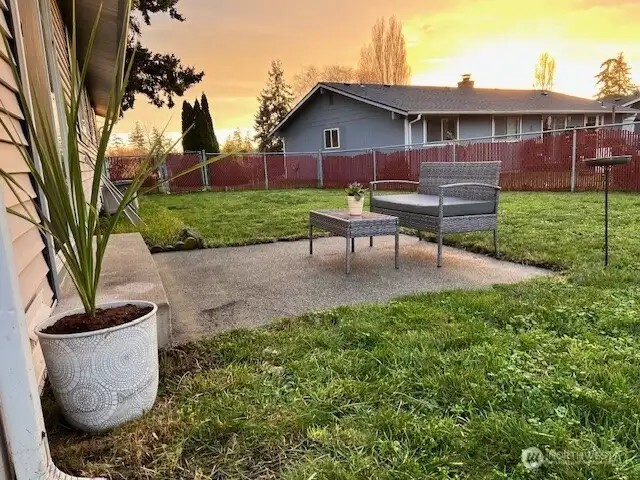 Patio outside the glass sliding door.
