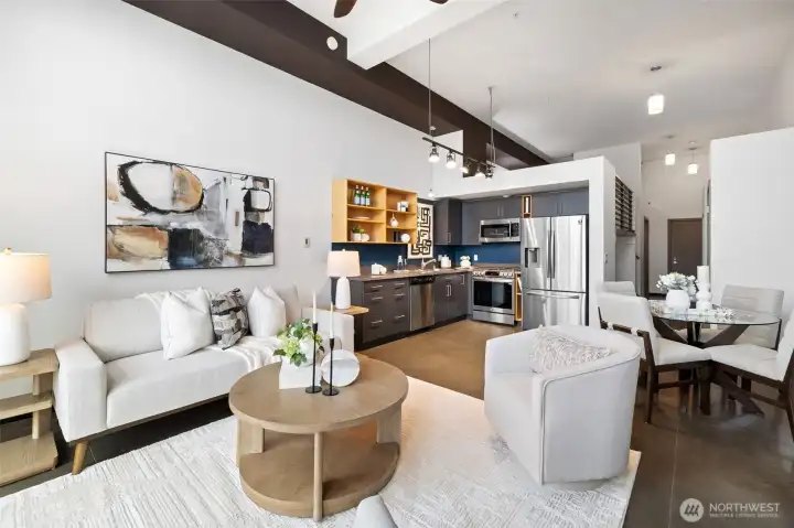 Open space with plenty of room for food, drink, and relaxing