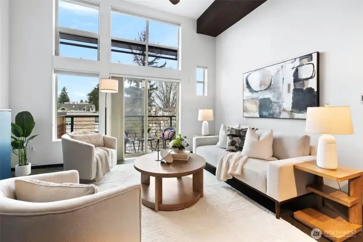 Floor to 12' ceiling windows!