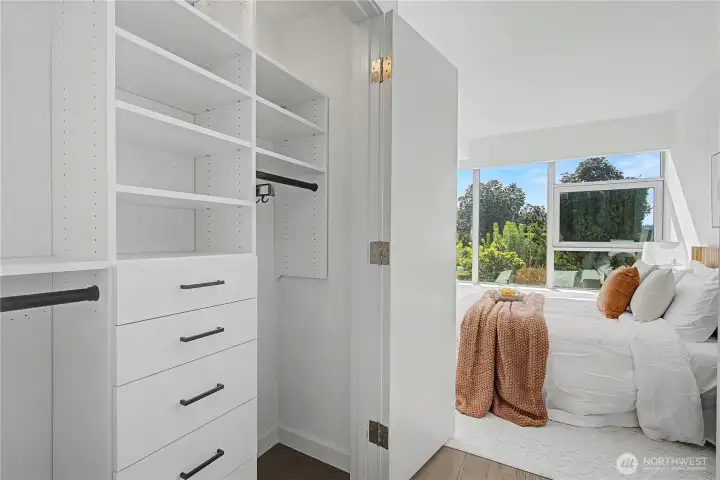 Dual custom closets with built-ins