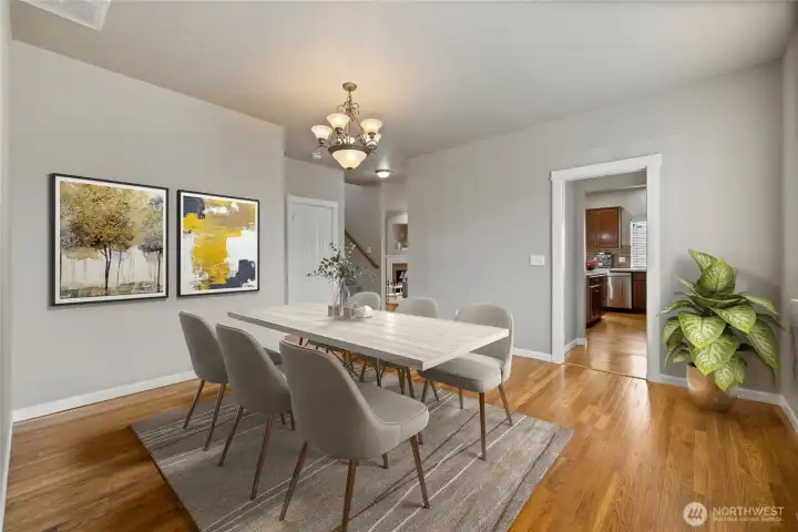 Dining room Virtually stgaged.  Dont forget ot check out the butlers' pantry with the pocket door