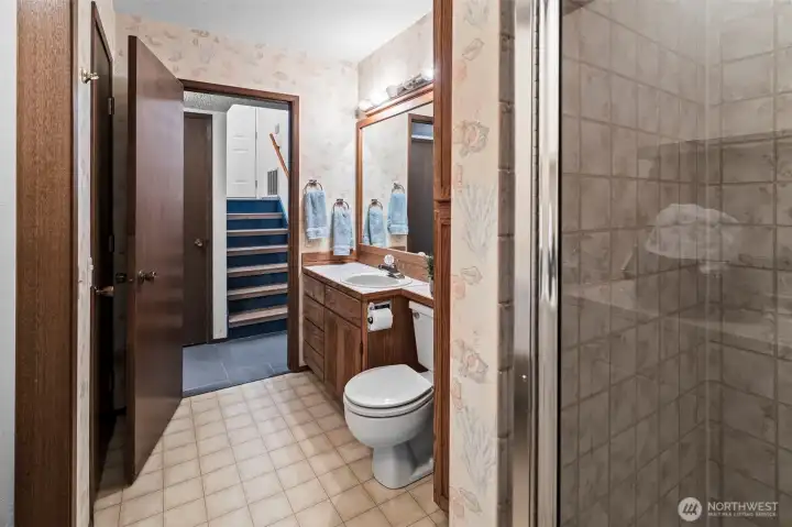 downstairs laundry and bathroom