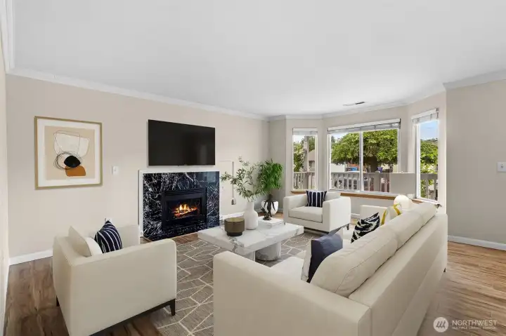 Virtually staged living room
