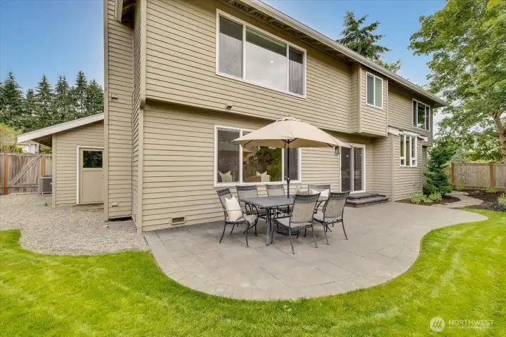 Private, fully fenced backyard.
