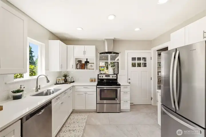 Kitchen with stainless steel appliances
