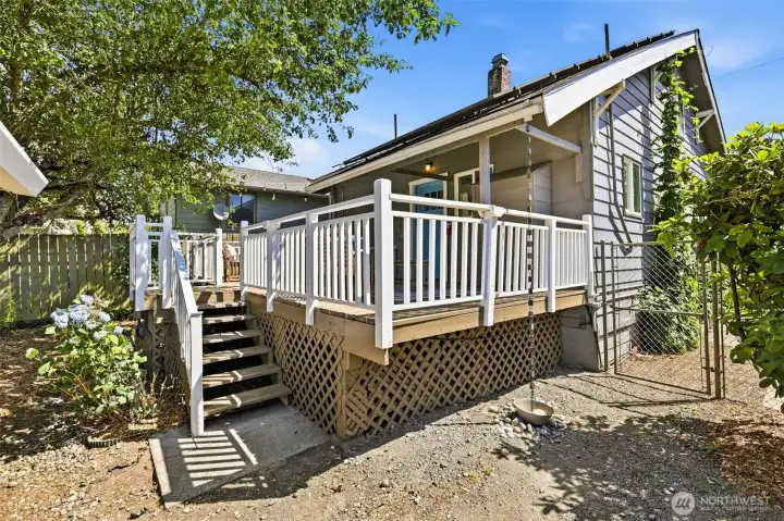 Backyard and deck with room to entertain