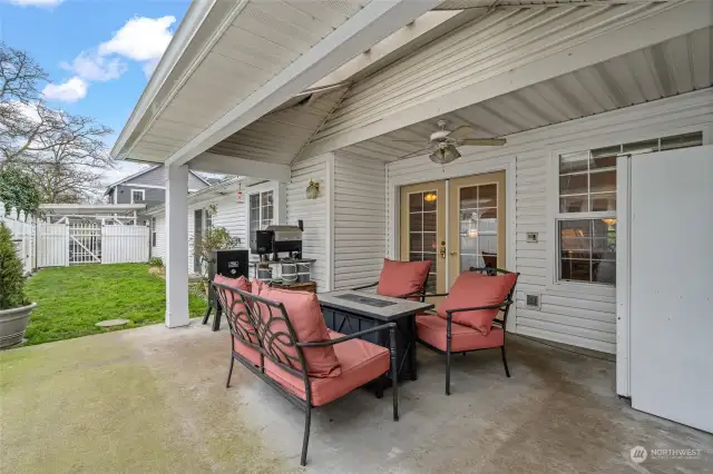 Covered Back Patio, Low Maintenance Backyard and Covered Hot Tub.