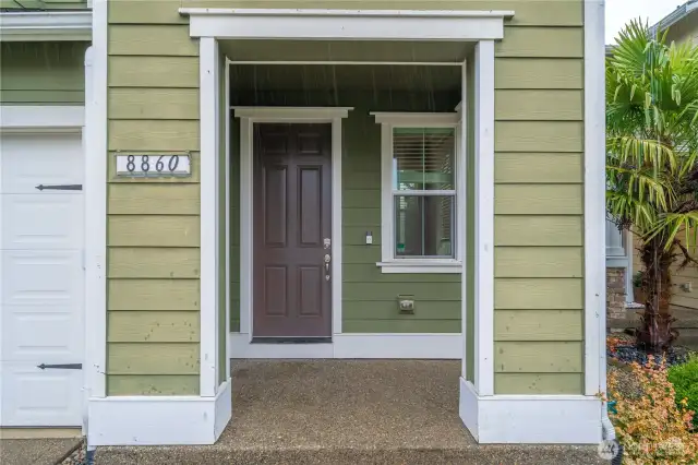 Covered front porch is so welcoming