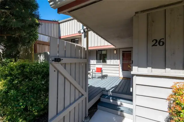 Entry to your private, morning-side deck.