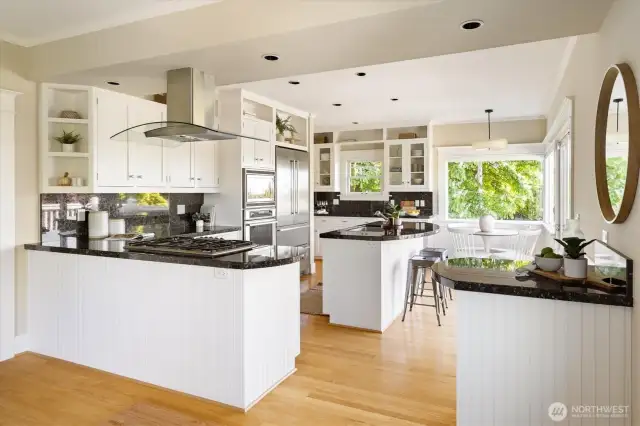 View of spacious kitchen from family room