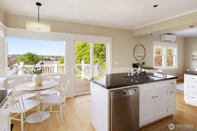 Kitchen looking out to back deck w/panoramic view