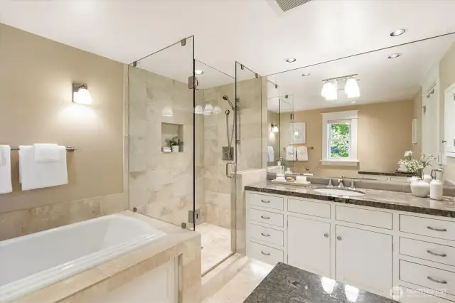Primary Bath with Air Jacuzzi tub and heated floors