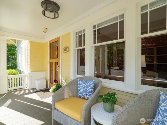 Relax on your sunny south facing covered porch