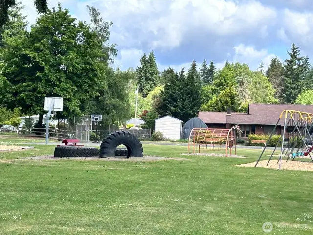 Playground, basketball hoops, park